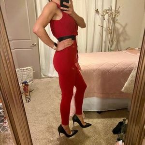 NWT Bebe Red and Black Sexy Jumpsuit